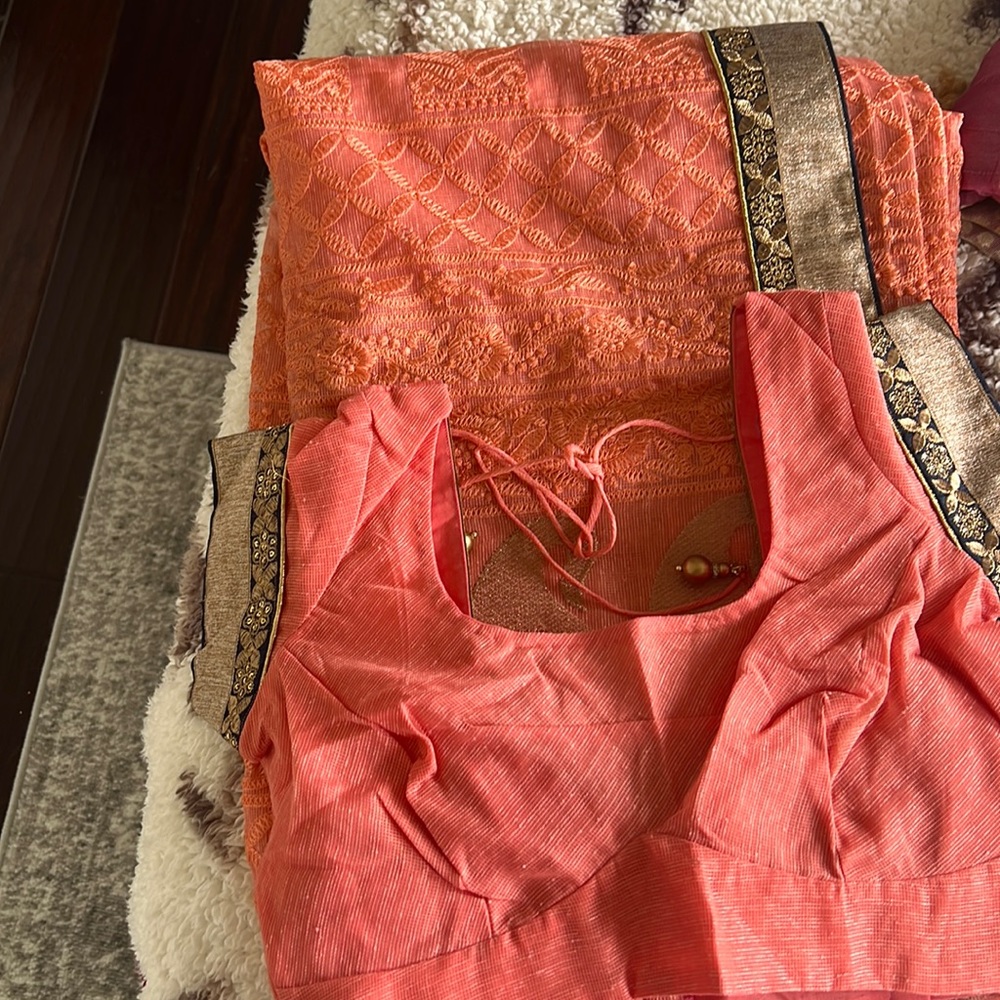 Saree with blouse peach